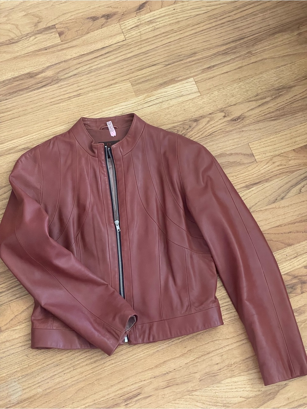 Women's Cognac Coloured Leather Jacket - Picture 9 of 9